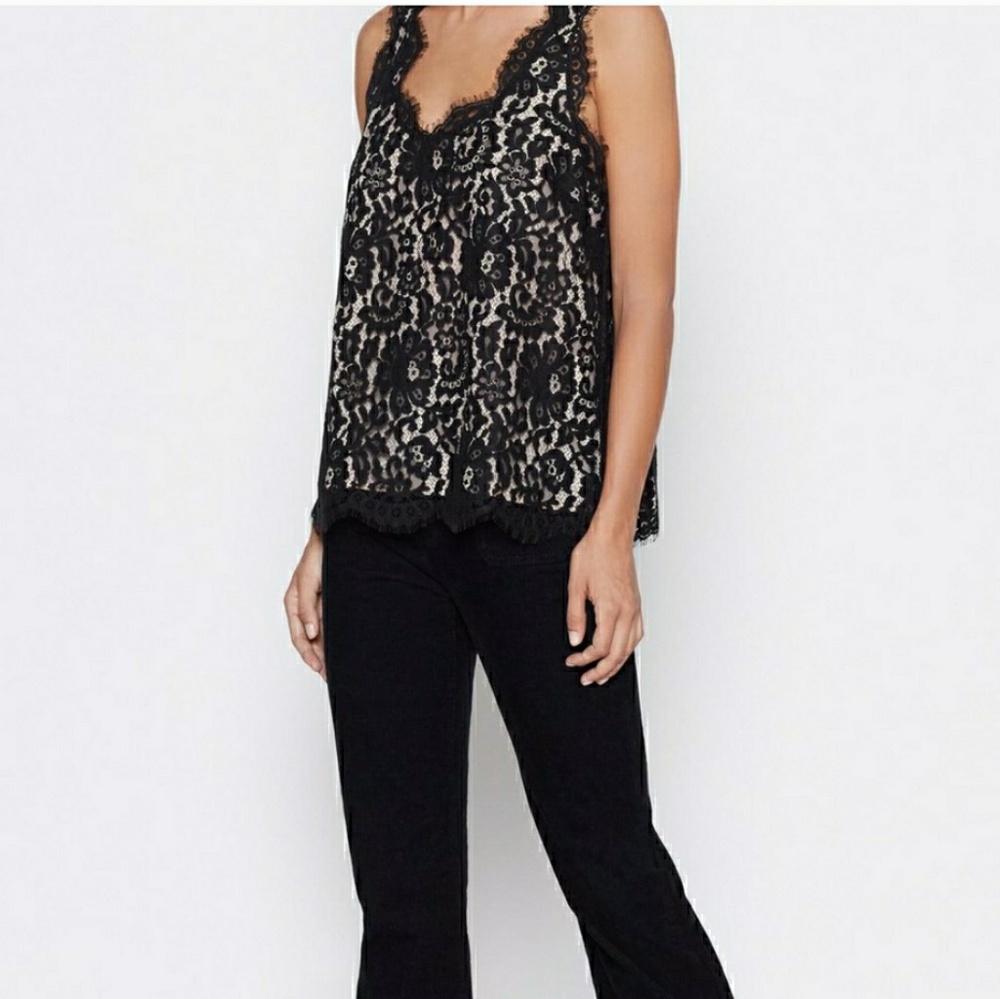 Black and Cream Lace Joie Top